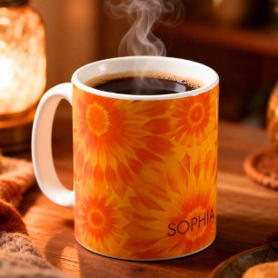 Taza De Café Personalized Vibrant Sunflower Tie-Dye Art