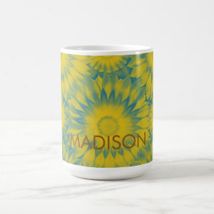 Taza De Café Personalized Vibrant Sunflower Tie-Dye Art