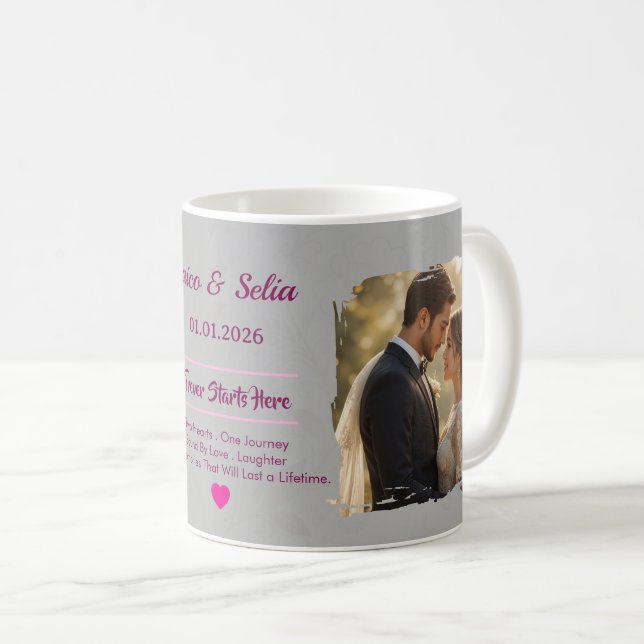 Taza De Café Personalized Wedding Mug  | Custom Couple  (Anverso derecho)