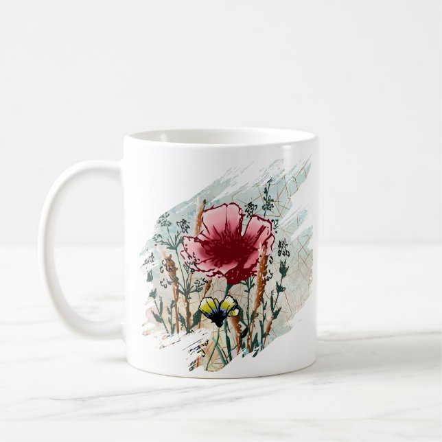 Taza De Café Personalized Wildflower Paint Splatter  (Izquierda)