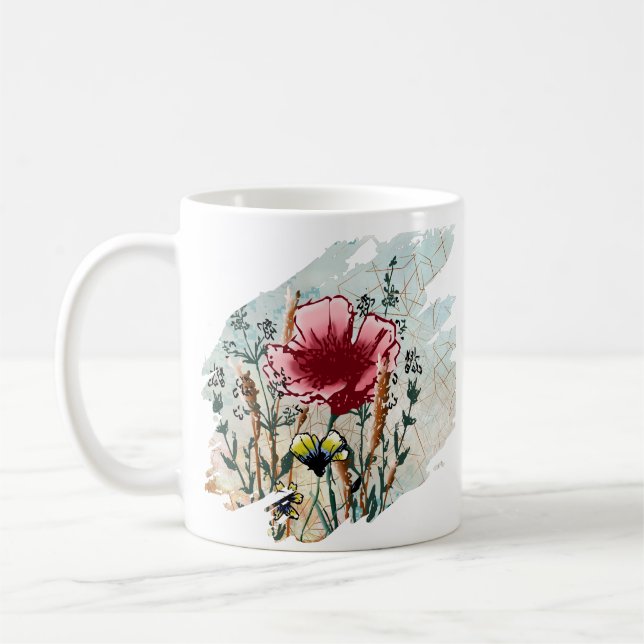 Taza De Café Personalized Wildflower Paint Splatter  (Izquierda)