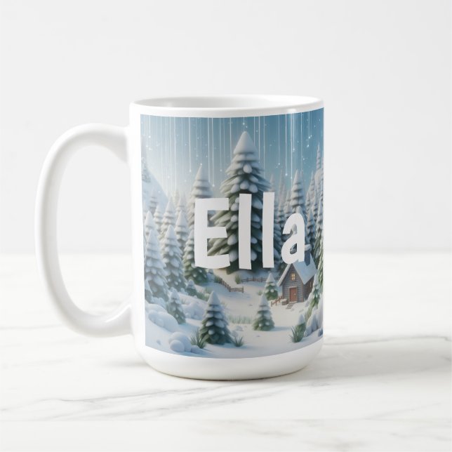 Taza De Café Personalized Winter Christmas Forest   (Izquierda)