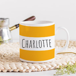 Taza De Café Personalized With Name Custom Dark Yellow