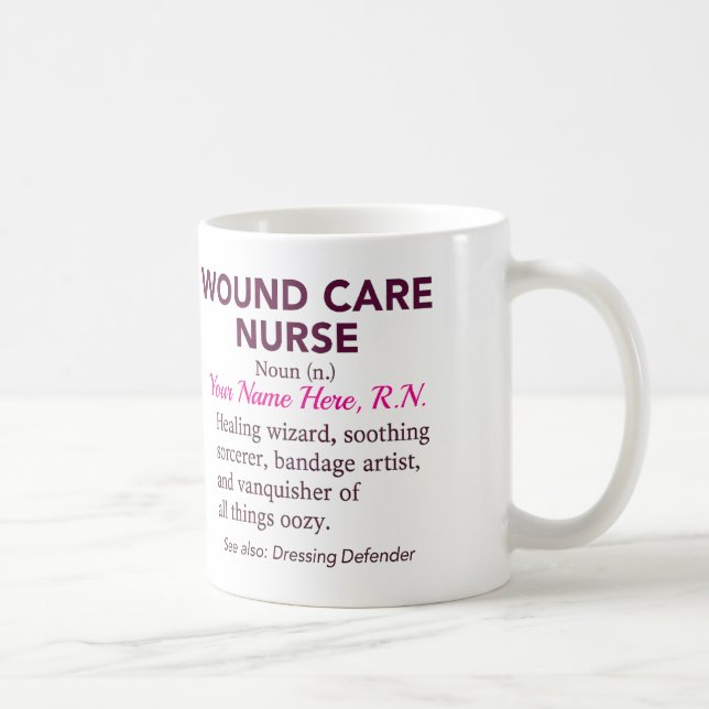 Taza De Café Personalized Wound Care Nurse Definition Gift (Derecha)