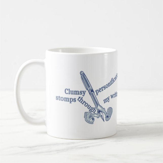 Taza De Café Personificación Graciosa Escritura Creativa (Izquierda)