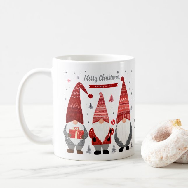 Taza De Café Personized Christmas Gnome Mug (Con donut)