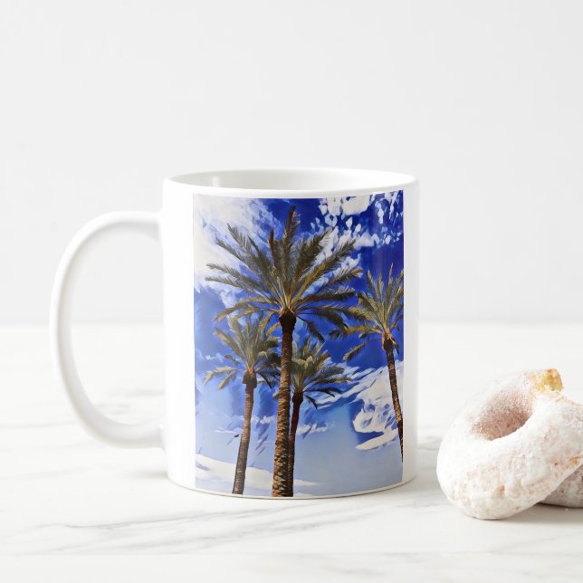 Taza De Café Perspectiva de palmas (Con donut)