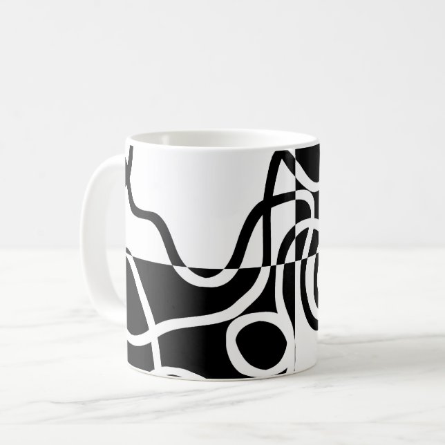 Taza De Café Persuasión lineal II: Resumen en blanco y negro (Anverso izquierdo)