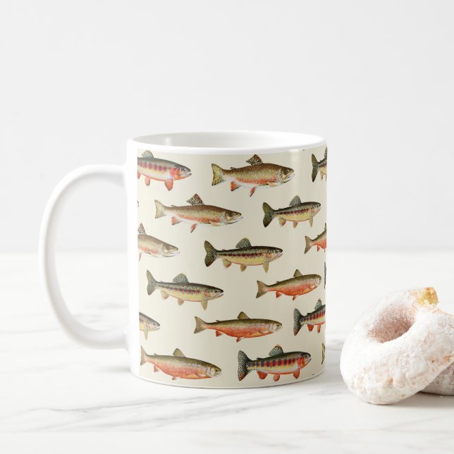 Taza De Café Pesca de Crema de Trout Galore (Con donut)