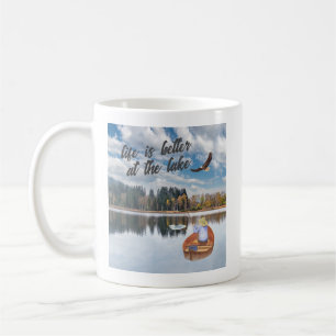 Taza De Café Pesca de jubilación en la acuarela del lago