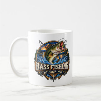 Taza De Café Pesca de Lubina Vintage Aire Libre Comer Dormir Pe
