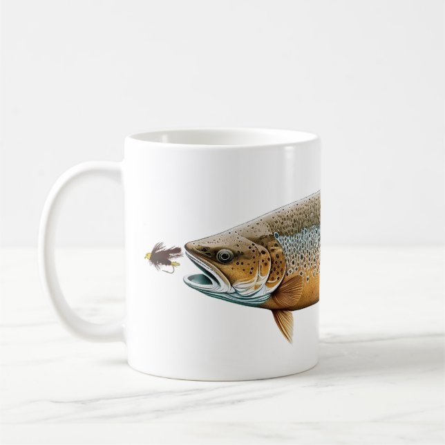 Taza De Café Pesca de trucha marrón (Izquierda)