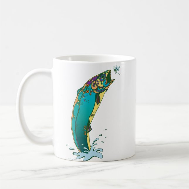 Taza De Café Pesca de trucha psicodélica (Izquierda)