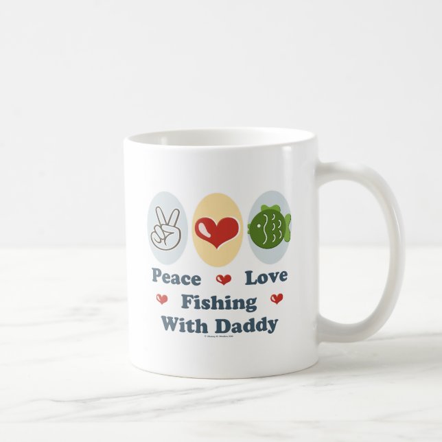 Taza De Café Pesca del amor de la paz con el papá (Derecha)
