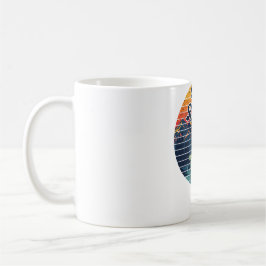 Taza De Café Pesca en kayak Paddle Retro Atardecer
