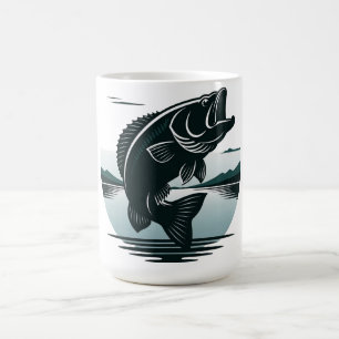 Taza De Café Pesca Minimalista de Lubina de Boca Grande Saltand
