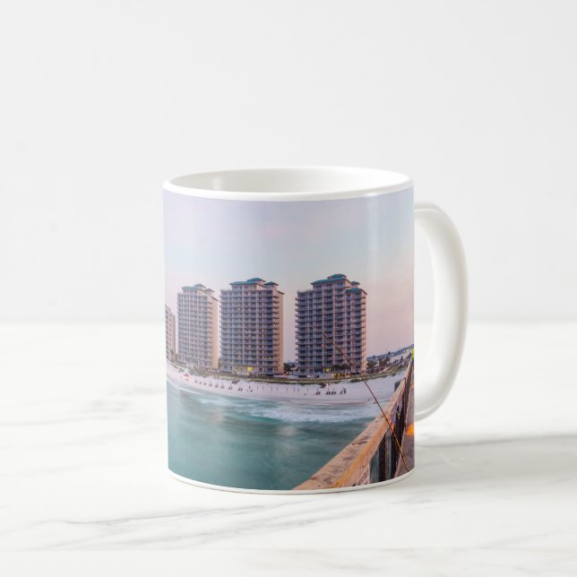 Taza De Café Pesca temprana en la playa Navarra de Florida (Anverso derecho)