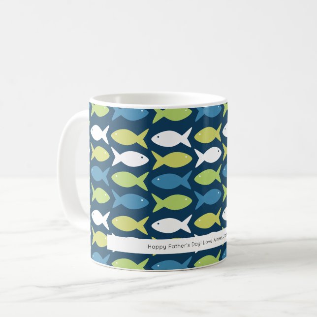 Taza De Café Pescado azul verde azul amarillo blanco personaliz (Anverso izquierdo)