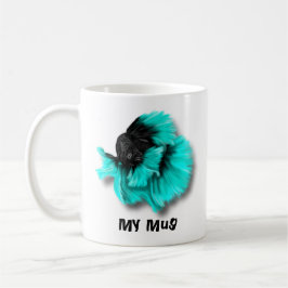 Taza De Café Pescado Betta negro y Verde azulado