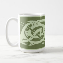 Taza De Café Pescado celta de Knotwork en verde