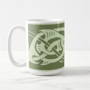 Taza De Café Pescado celta de Knotwork en verde