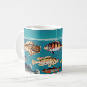 Taza De Café Pescado colorido bajo el agua del océano azul