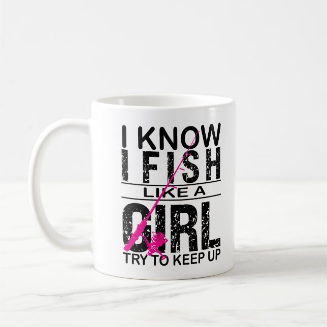 Taza De Café Pescado como un Chica intenta mantenerse al día, r (Izquierda)