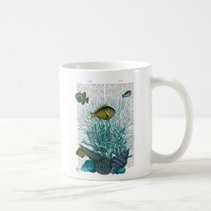 Taza De Café Pescado, conchas azules y corales