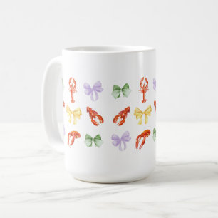 Taza De Café Pescado de langosta rosa hierve Fiesta de marisco