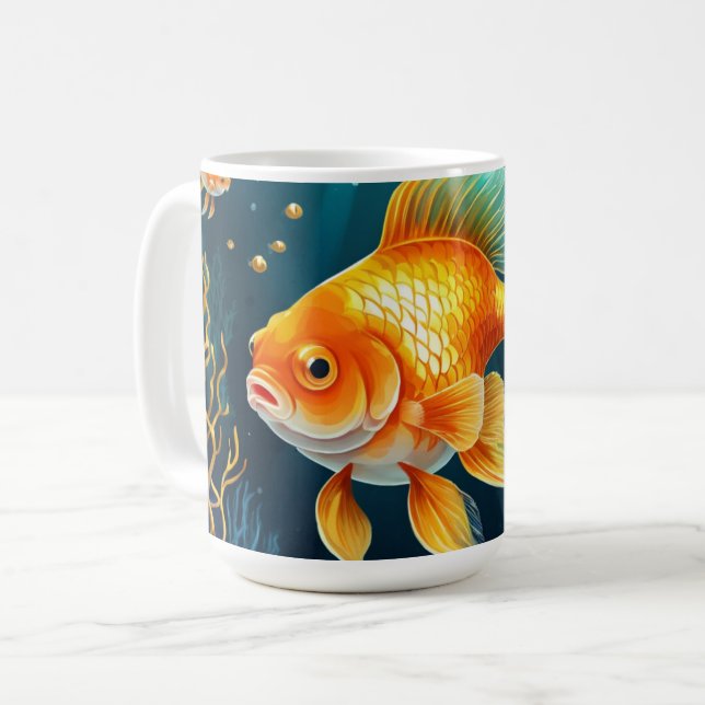 Taza De Café Pescado de oro en aguas submarinas (Anverso izquierdo)