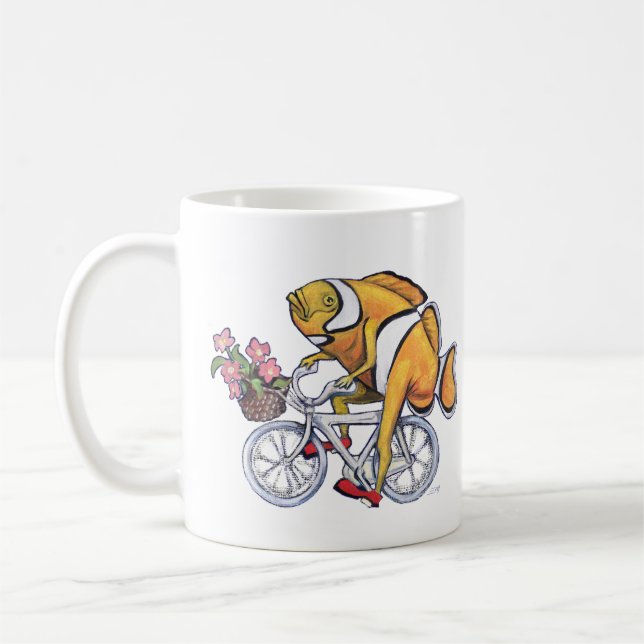 Taza De Café Pescado de payaso montando una bicicleta (Izquierda)