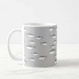 Taza De Café Pescado gris monocromo