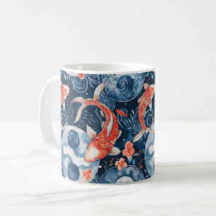 Taza De Café Pescado Japonés En Acuarela