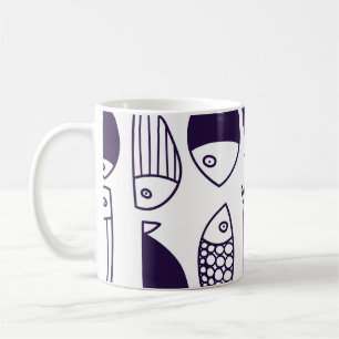 Taza De Café Pescado lindo. Niños de fondo. Patrón sin foco. 24