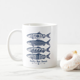 Taza De Café Pescado Náutico Vintage Salado Pero Dulce