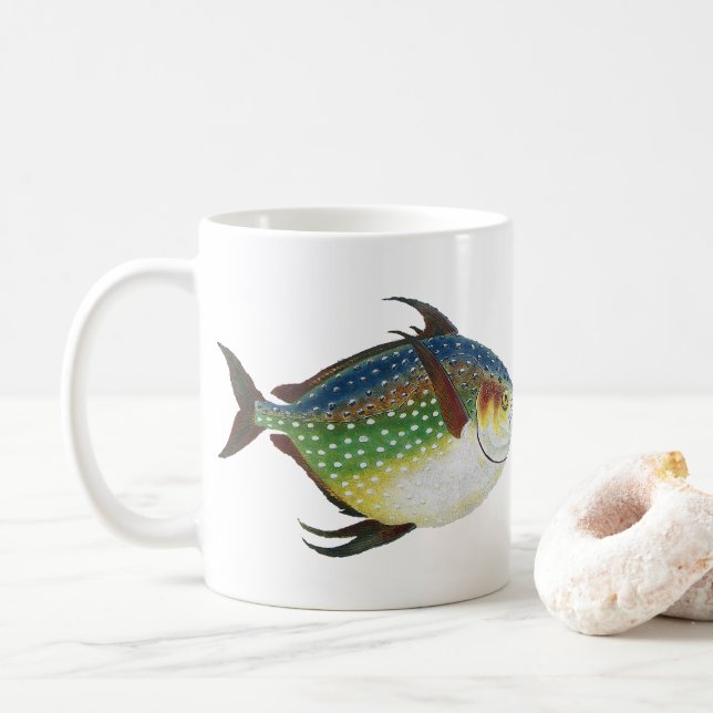Taza De Café Pescado Opah Tropical, Animal Acuático Marino Vint (Con donut)