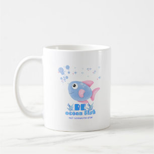 Taza De Café Pescado personalizado con aletas rosadas y burbuja