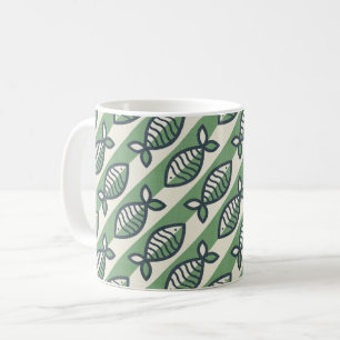 Taza De Café Pescado retro negrita verde y gris