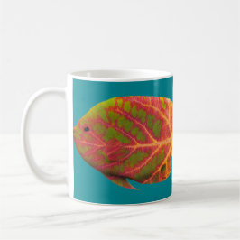 Taza De Café Pescado tropical de hoja de ave 1
