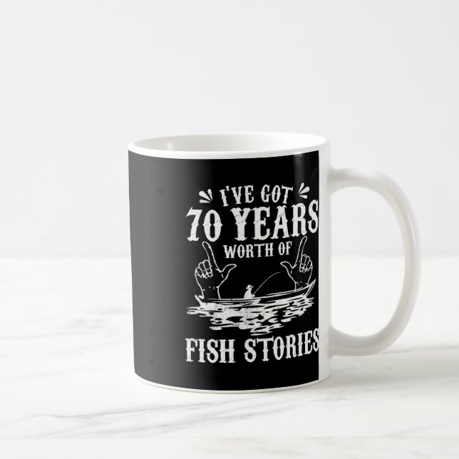Taza De Café Pescador de cumpleaños 70 T Shirt Gracioso B Pesca (Derecha)
