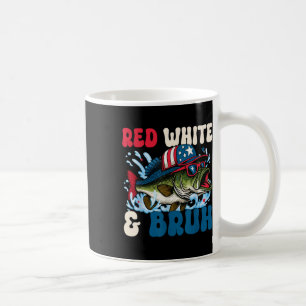 Taza De Café Pescador de peces rojo y blanco patriótico; Bruh A