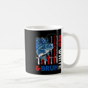 Taza De Café Pescador de peces rojo y blanco patriótico; Bruh A