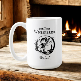 Taza De Café Pescador gracioso de Fish Whisper con cualquier no