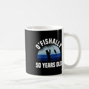 Taza De Café Pescador oficialmente 50 años Cumpleaños 50 Fis