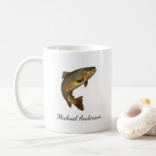 Taza De Café Pescador Personalizado - Diseño de Pesca de Trucha