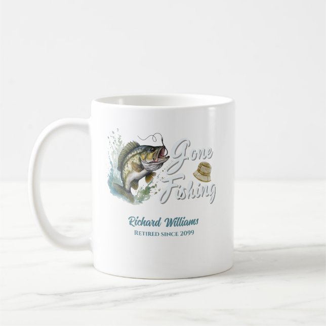Taza De Café Pescador retirado de peces grandes regalo (Izquierda)