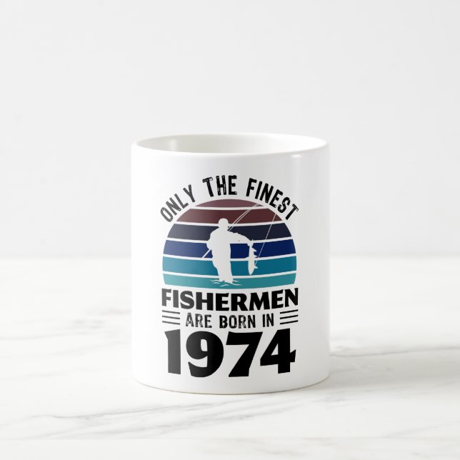 Taza De Café Pescadores nacidos en 1974 50º cumpleaños Regalos  (Centro)