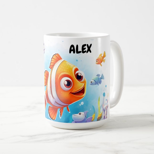 TAZA DE CAFÉ PESCADOS COLORIDOS (Anverso derecho)