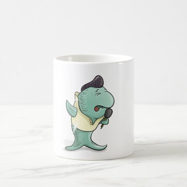 Taza De Café Pescados del canto como ejecutante de Elvis (Centro)