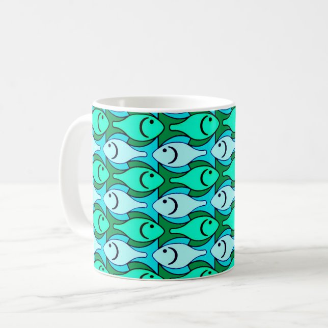 Taza De Café Pescados modernos de los mediados de siglo, verde (Anverso izquierdo)